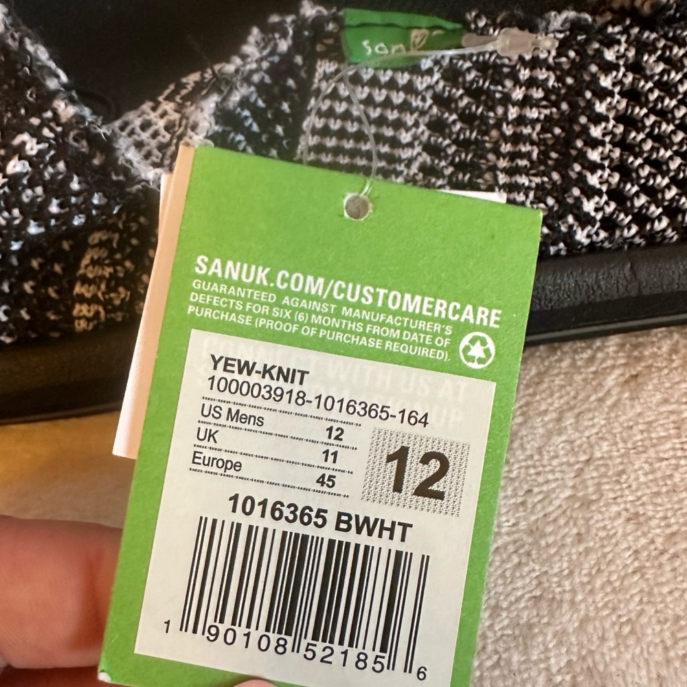 Sanuk Black and White Slip-On Shoes - Picture 3 of 6